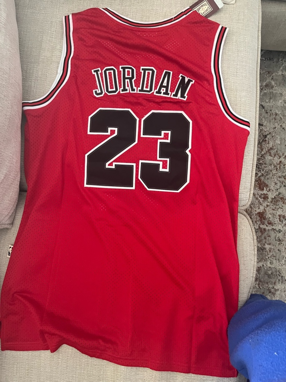 Jordan Red Basketball Jersey with Black & White Accents #23